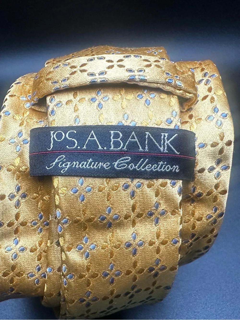 Jos. A. Bank Signature Collection — Gold & Blue Micro-Floral Silk Tie